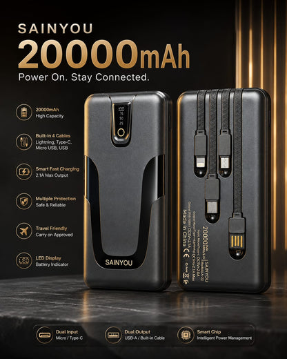 SAINYOU Power Bank 20000 Mah 4 Device Charge In one Time