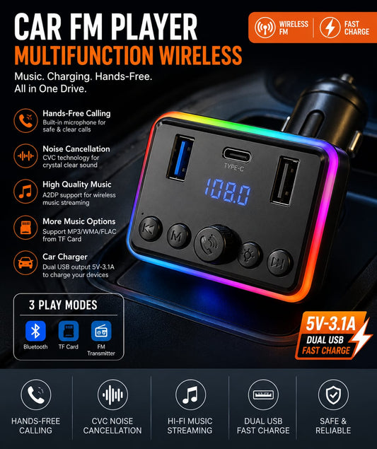 Car FM Player – Music, Calls & Fast Charging