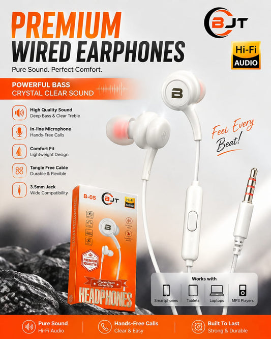 BJT Wired EarPhones Premium Quality