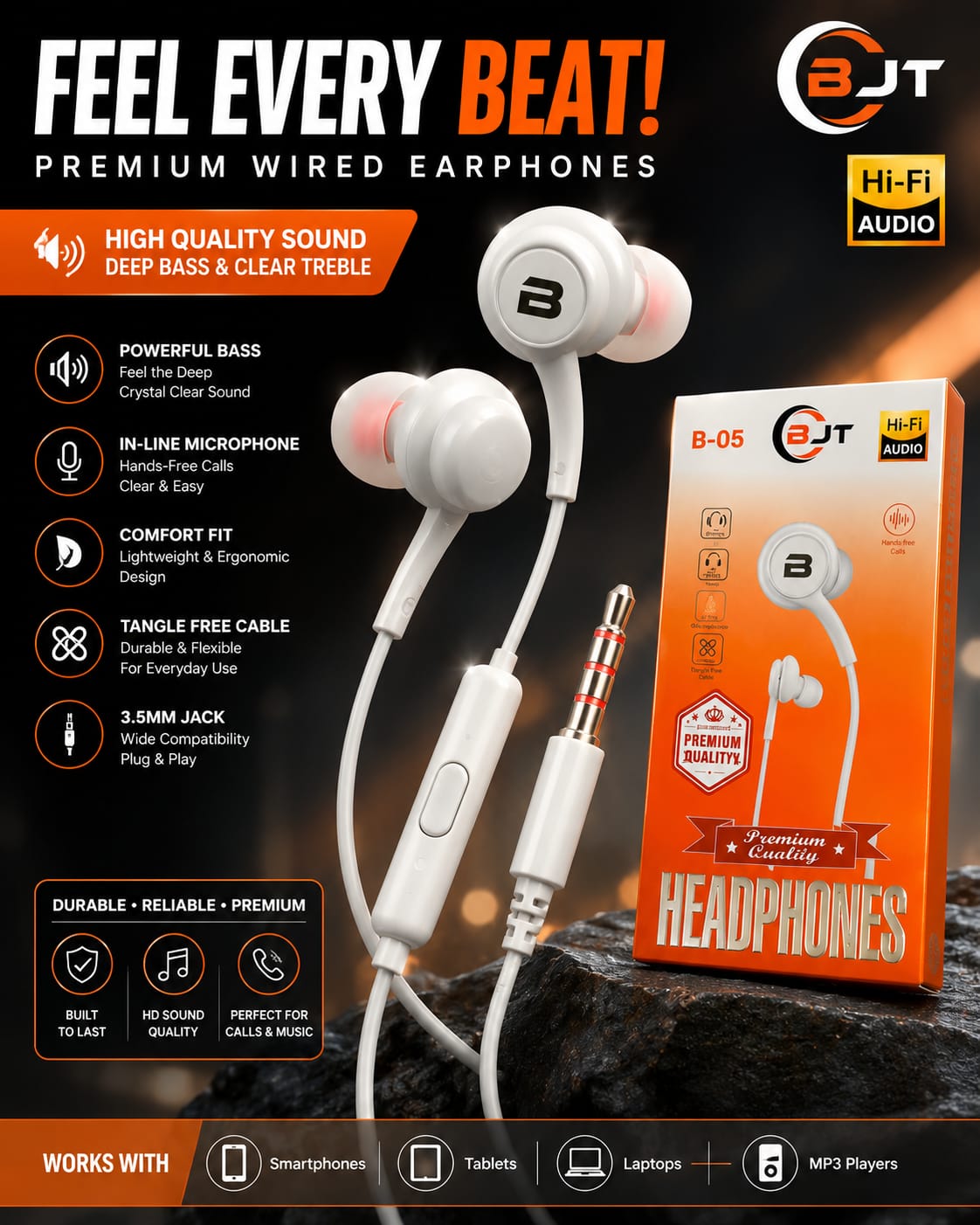 BJT Wired EarPhones Premium Quality