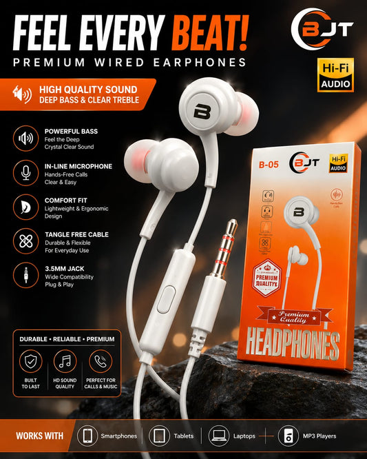 BJT Wired EarPhones Premium Quality