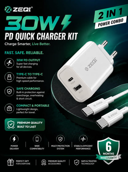 ZEQI 30 Watt 2 in 1 Fast Charger