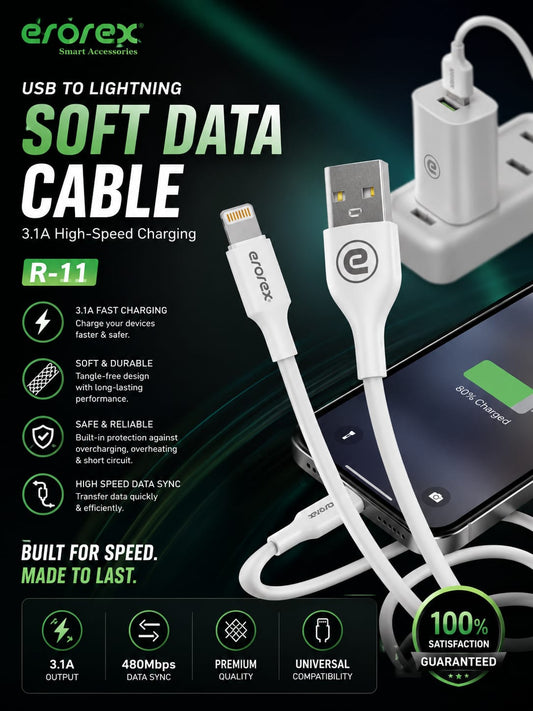 Erorex R-11 USB to Lightning Soft Data Cable Premium Quality