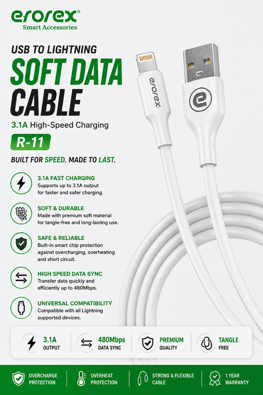 Erorex R-11 USB to Lightning Soft Data Cable Premium Quality