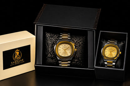 Hoursly  Luxury Two-Tone Gold & Silver Square Dial Men’s Watch – Premium Stainless Steel Bracelet And Buturfly Lock
