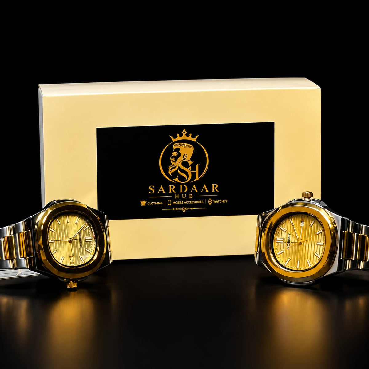 Hoursly  Luxury Two-Tone Gold & Silver Square Dial Men’s Watch – Premium Stainless Steel Bracelet And Buturfly Lock